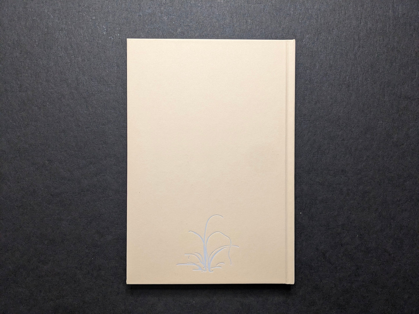 Back cover of A Season Particular by Shen Wei, beige board with a small embossed plant motif.