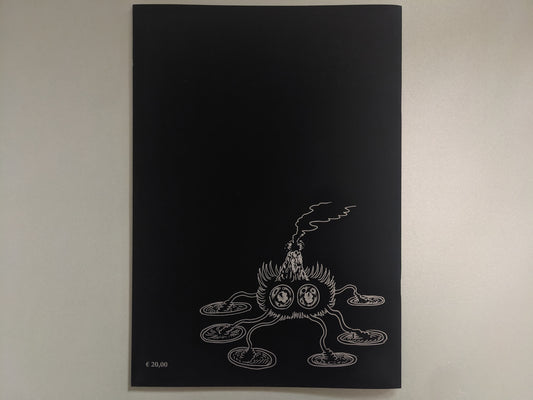Back cover of Assassin Child by Tetsunori Tawaraya – black background with tentacled, smoking creature and printed price (€20,00)