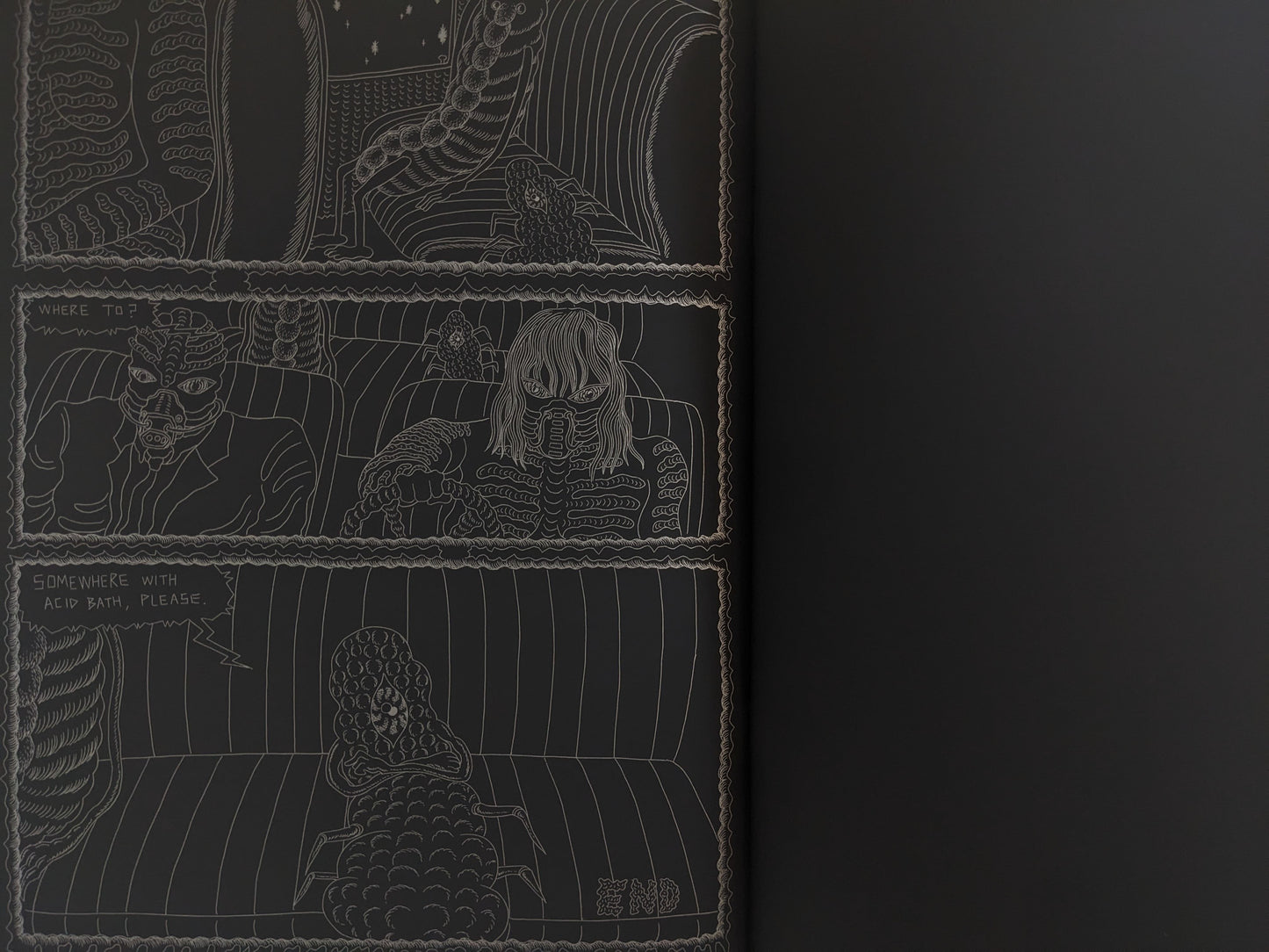 Final page of Assassin Child showing a mutant taxi ride and a darkly comic ending