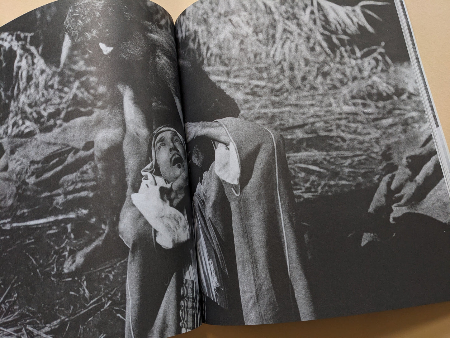 Interior page of 'Beasts and Beauties' showing rare stills from vintage ape horror films