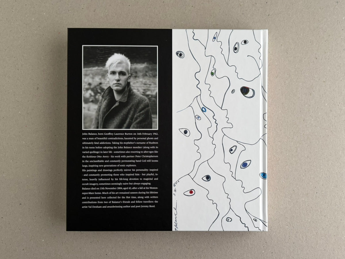 Bright Lights and Cats with No Mouths back cover detail, showing the John Balance portrait and cover text panel.