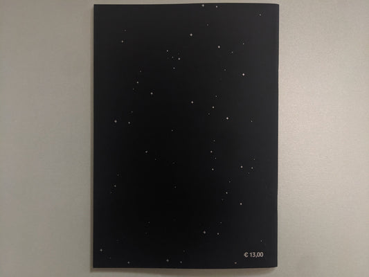 Back cover of Crystal Bone Drive with a starfield design and printed price