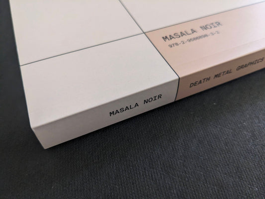 Spine detail showing Masala Noir and the book title.