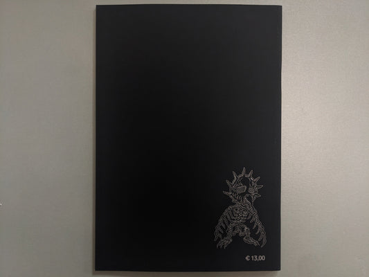 Back cover of Dimensional Flats on black ground, with a skeletal mutant and printed price.