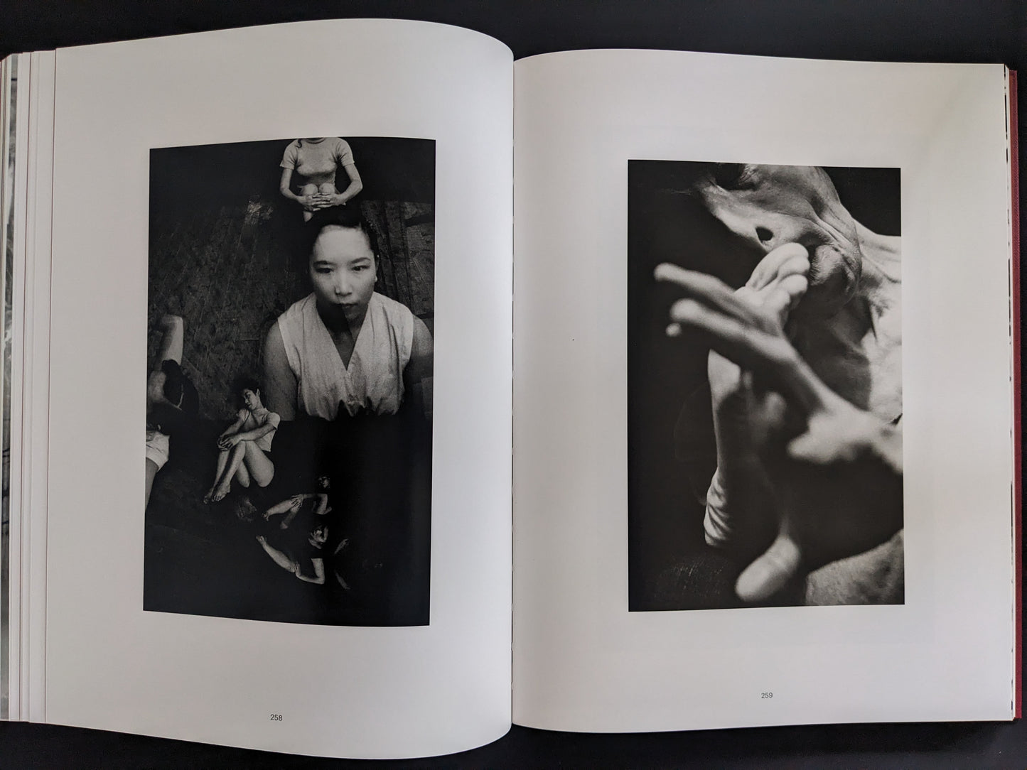 Diptych featuring Butoh dancers in dramatic black-and-white composition with deep shadows and abstract poses.