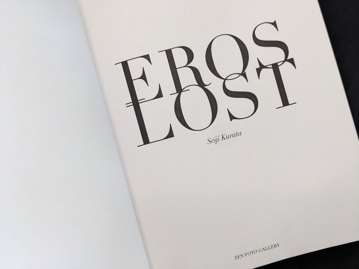 Title page of Eros Lost by Seiji Kurata, Zen Foto Gallery 2020 edition.