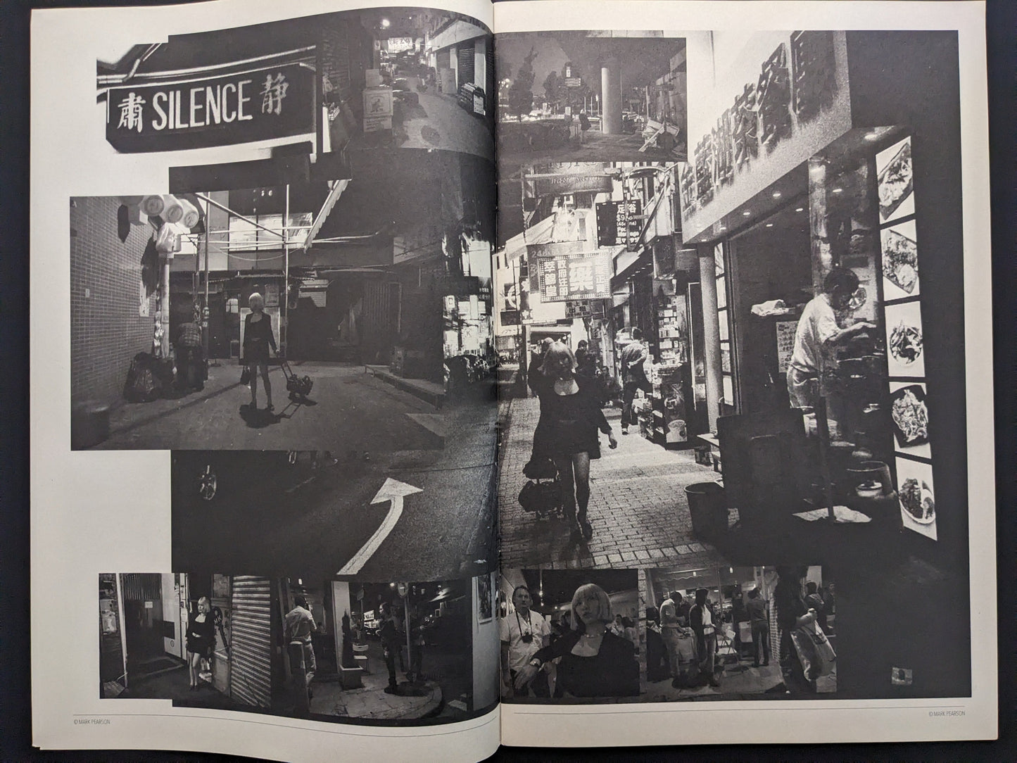 Hong Kong street scene with "Silence" sign in Far East Obsession by Mark Pearson.