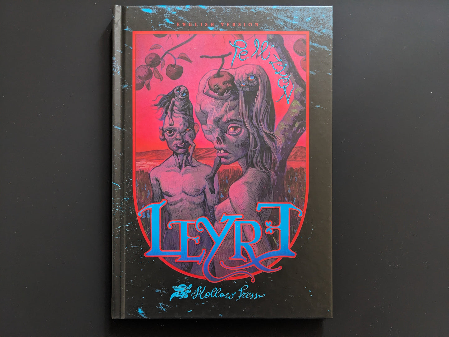 Front cover of "Leyre" by Nicolò Pellizzon with surreal illustration of twin empresses and title