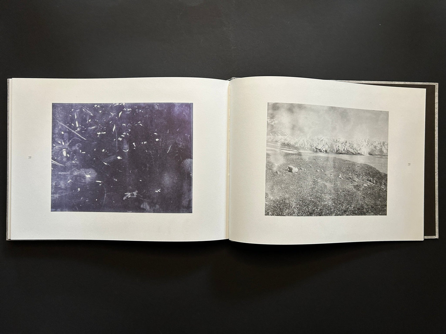 Interior view with abstract ice textures and glacier image - Ester Vonplon, Taylor Deupree & Marcus Fischer – Lowlands - IIKKI - Lokator100