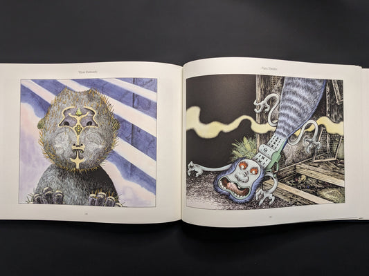 Illustration aus Mononoke von Shigeru Mizuki: Szene mit Bär und Menschen, gezeichnete Yokai-Darstellung.