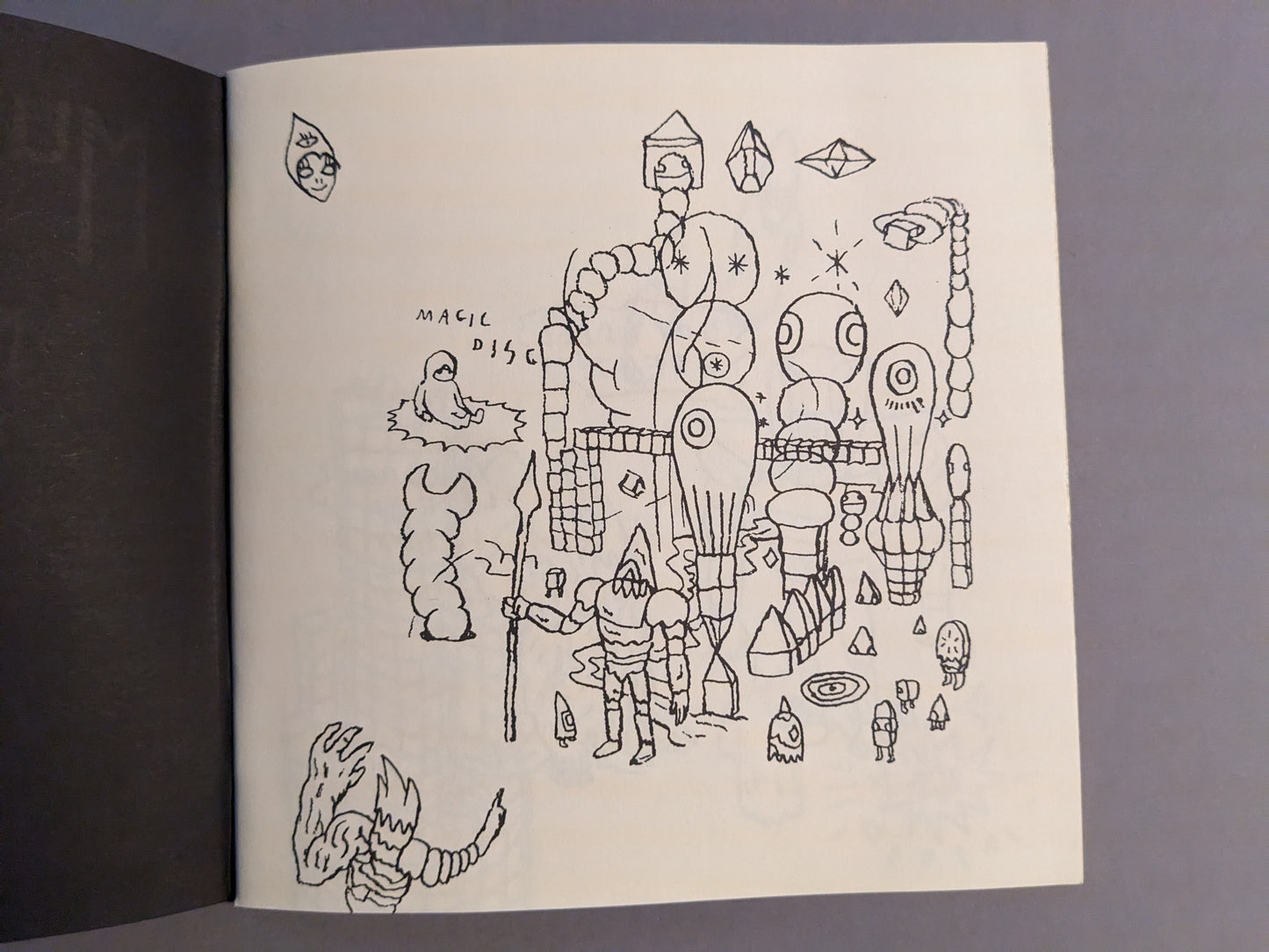 Interior page from "Multiforce Shit" by Mat Brinkman, showcasing underground comic art style sketches