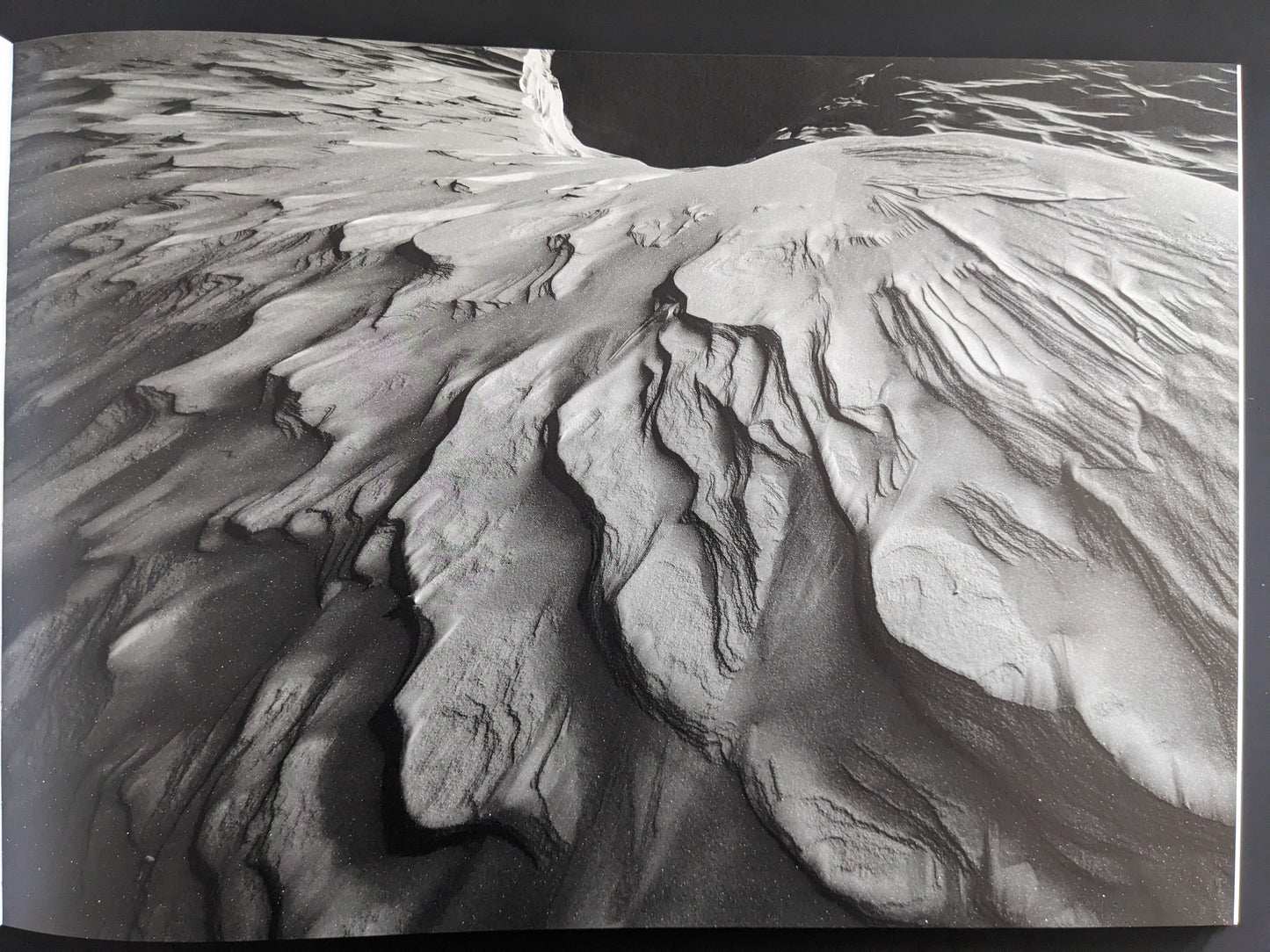 Close-up of geological erosion patterns in monochrome, from Hokkaido series