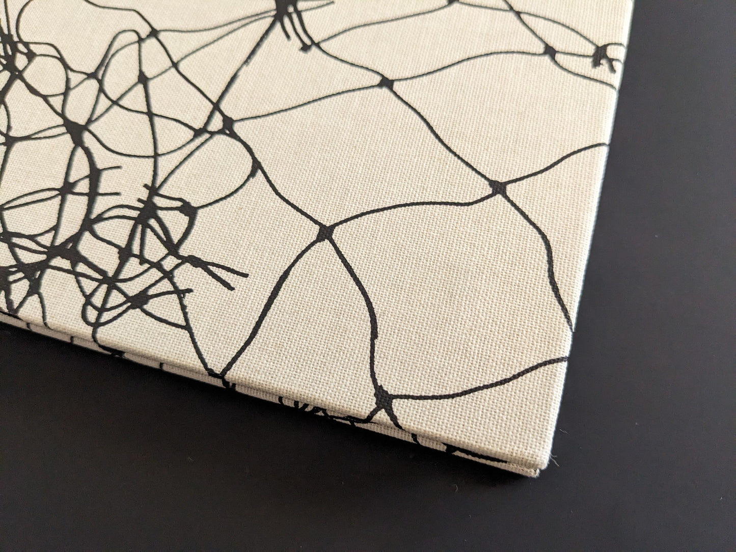 Spine detail with small signs of use on the cloth binding of Pigeons by Stephen Gill.