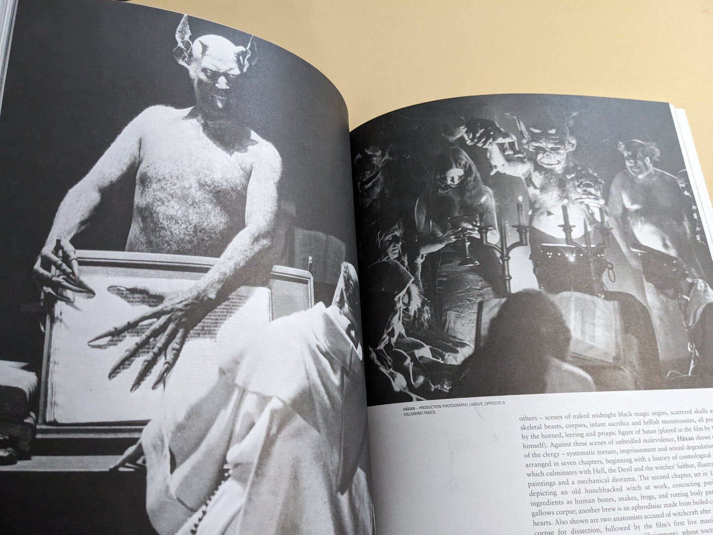 Pages from 'Satanic Shadows', with rare photographs from films portraying Satanic imagery.