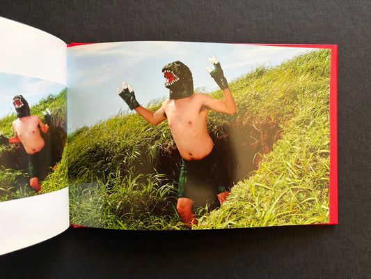 Open photobook spread from SEKAINOHEIWA by Daisuke Matsumoto