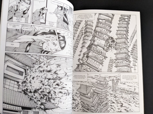 Preview page from Shintaro Kago's manga showing the ninth and tenth sisters during an explosion