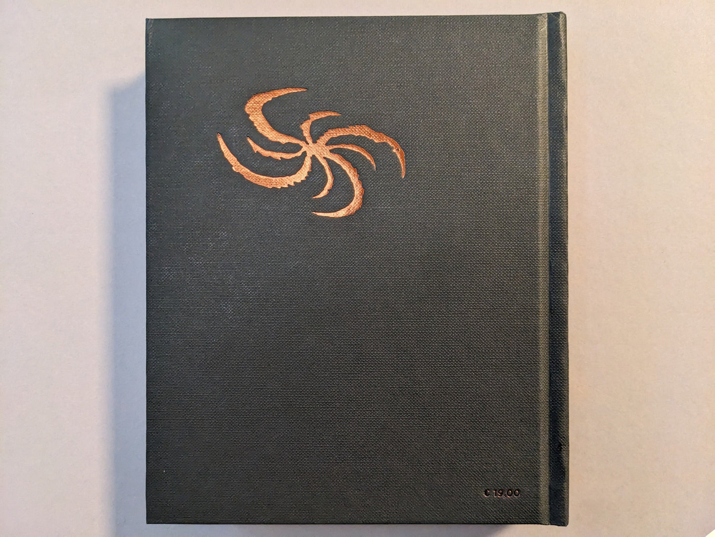 Back cover of Teratoid Heights Museum Edition by Mat Brinkman, bronze foil on black canvas