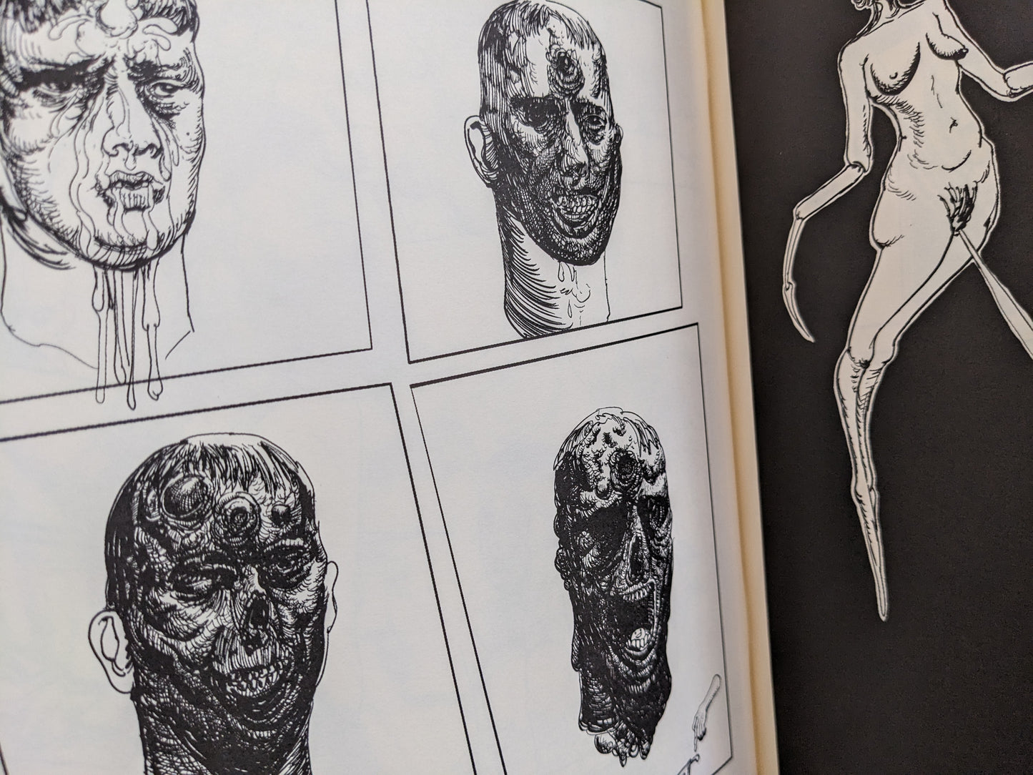 Comic page from Terrotic – disturbing facial mutations and surgically altered bodies