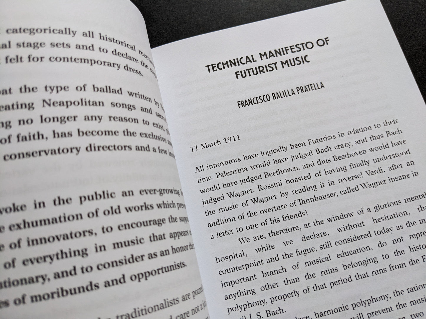 Opening of Technical Manifesto of Futurist Music by Francesco Balilla Pratella, March 1911.