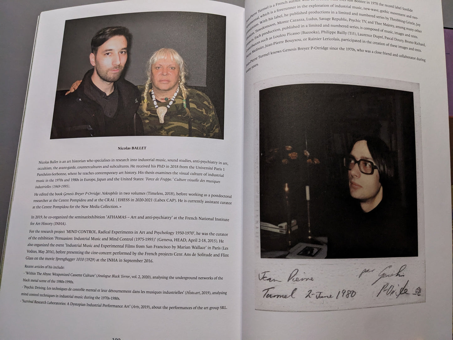 Page with biographical notes on Nicolas Ballet and Jean Pierre Turmel