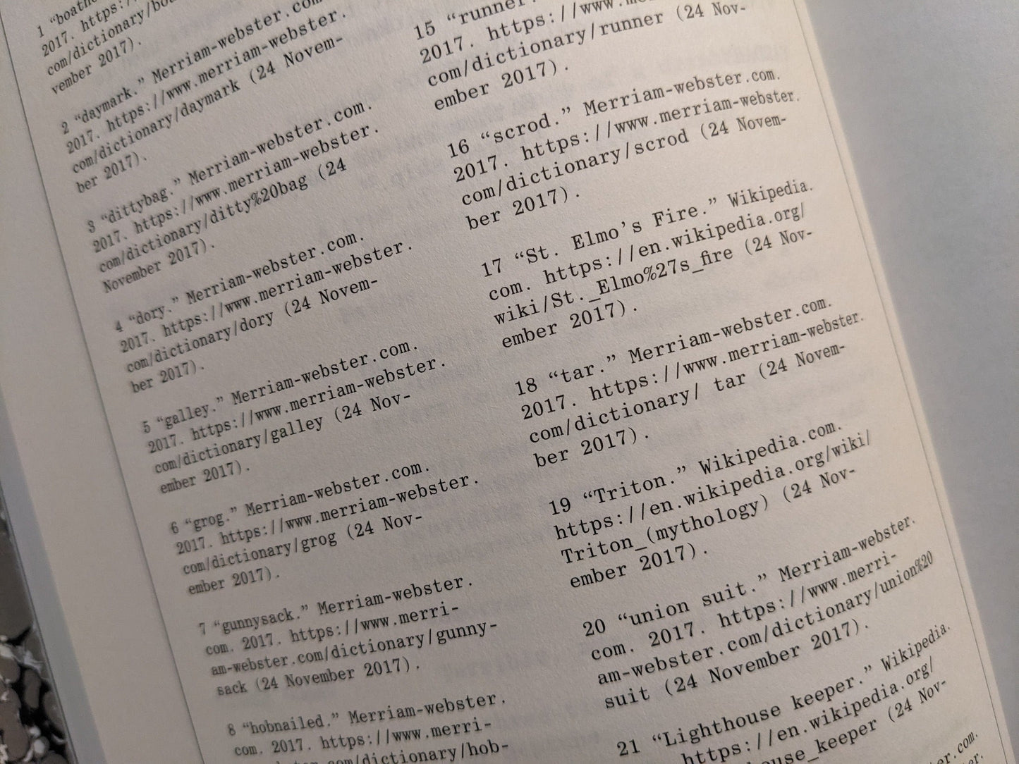 Reference and citation page from The Lighthouse Screenplay Book published by A24 / MACK.