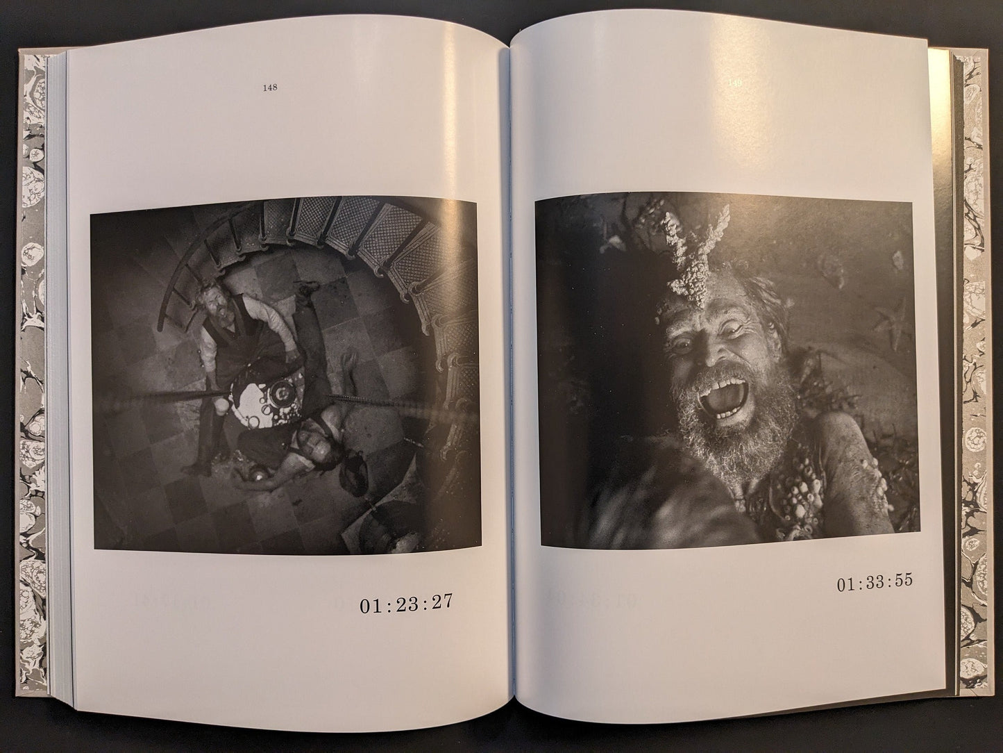 Photographic film stills of Willem Dafoe from The Lighthouse Screenplay Book.