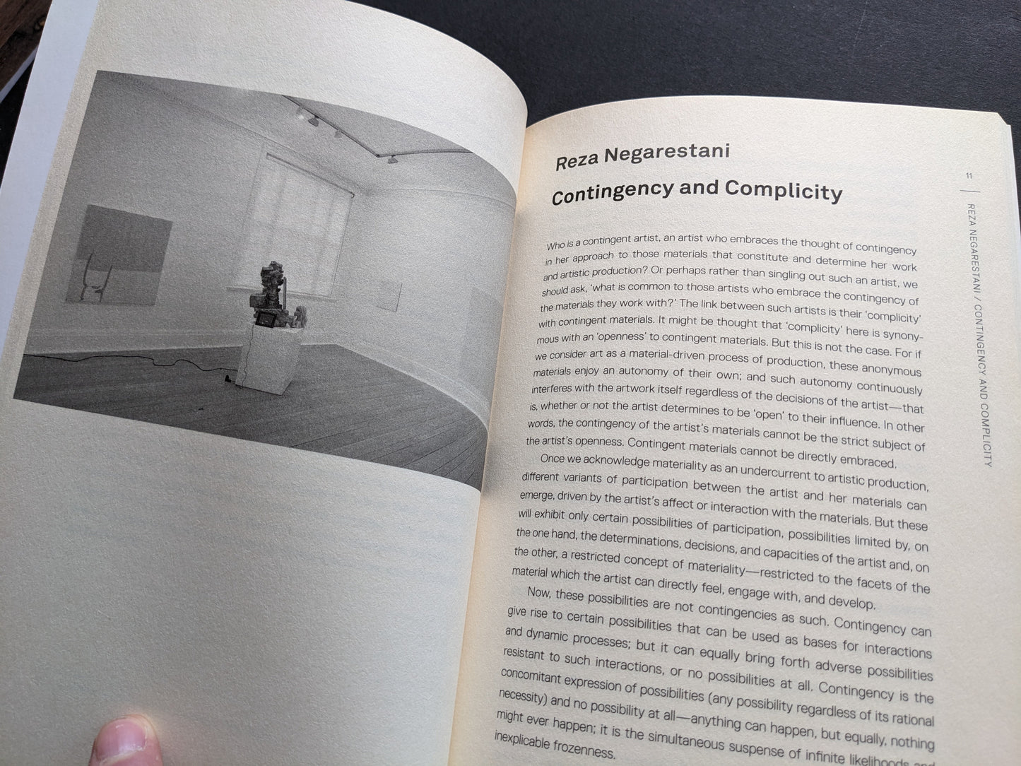 Sample page featuring Reza Negarestani’s essay