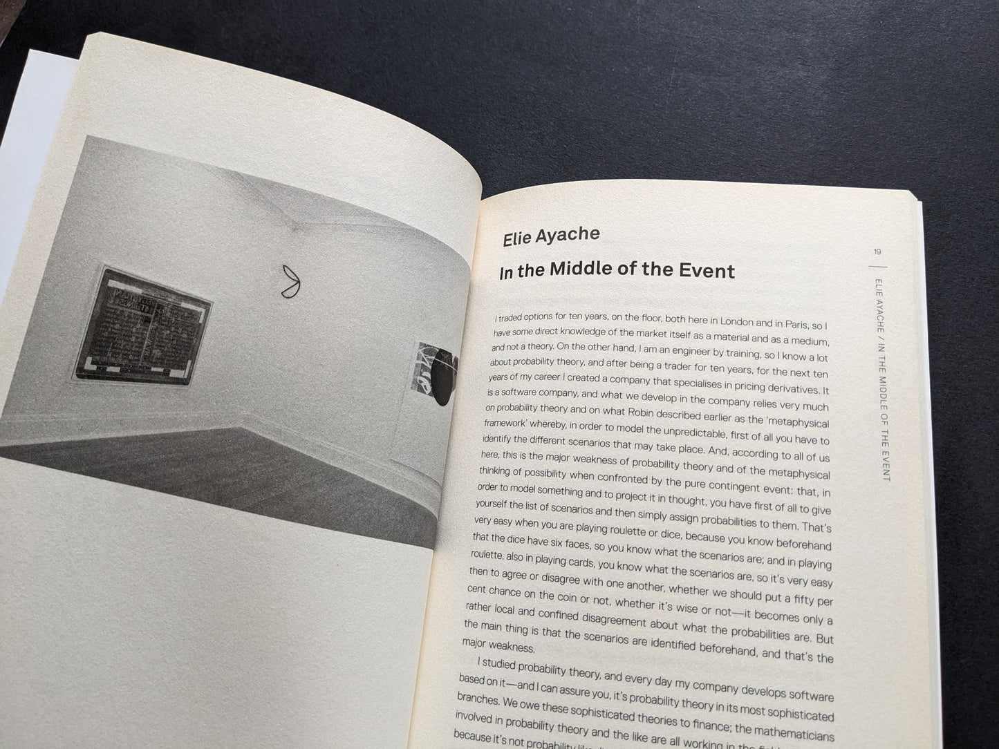 Sample page: Elie Ayache's “In the Middle of the Event”