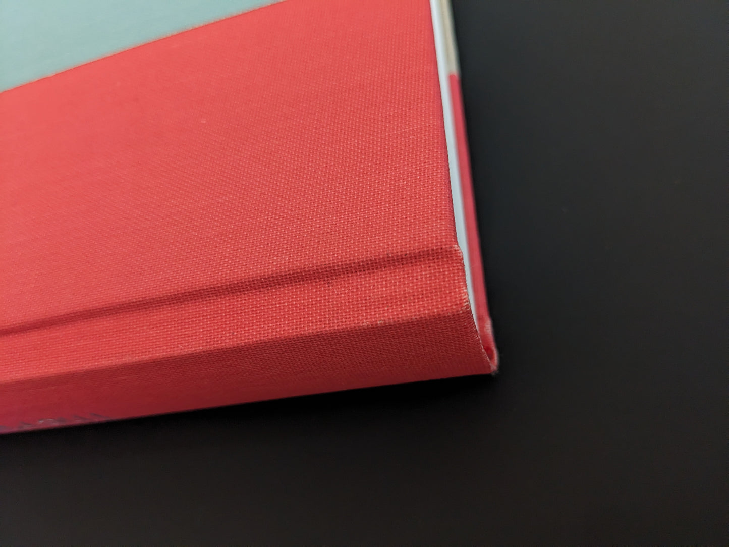 Close-up of upper spine of The Pillar by Stephen Gill, cloth binding with minor scuff marks
