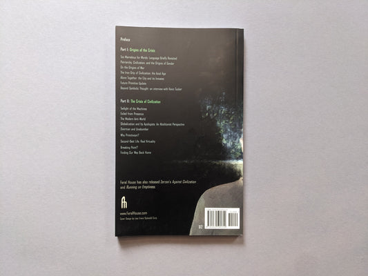 Back cover of Twilight of the Machines showing chapter list and barcode - Lokator100