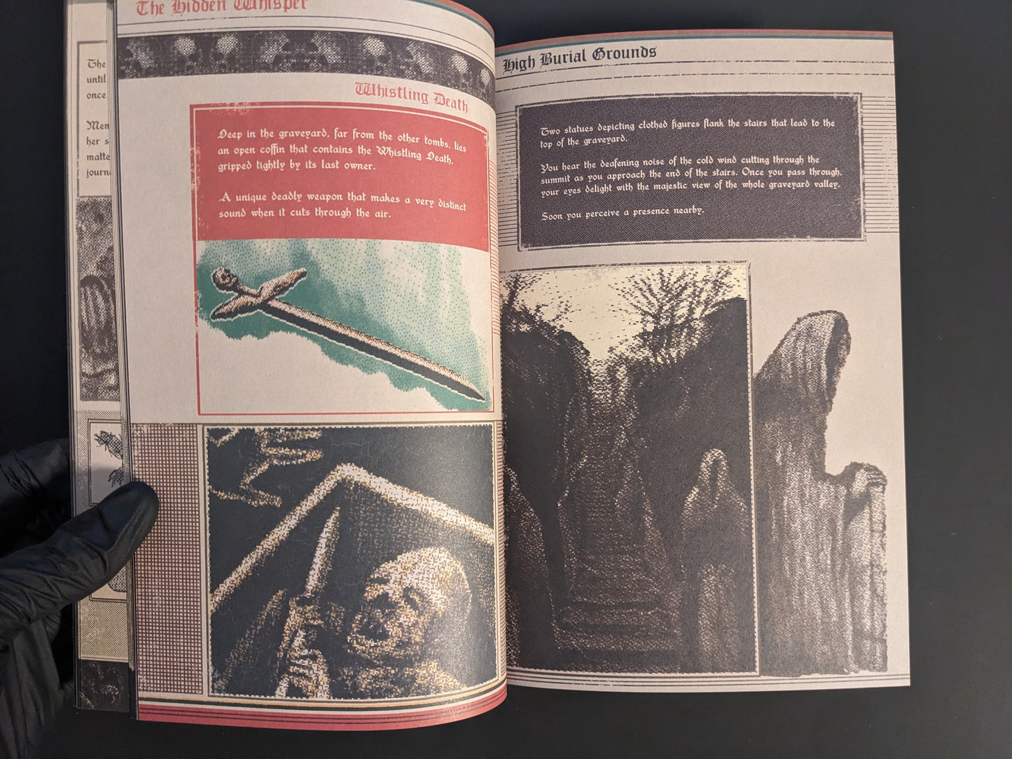 Page featuring sword illustration and tomb imagery from Vermis I – Lost Dungeons and Forbidden Woods (Forsaken Edition).