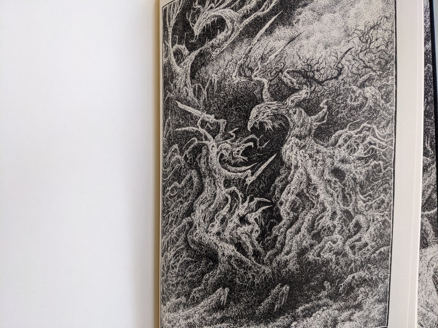 Twisted tree monsters in a stormy, forested environment from 'Voodoo Forest'