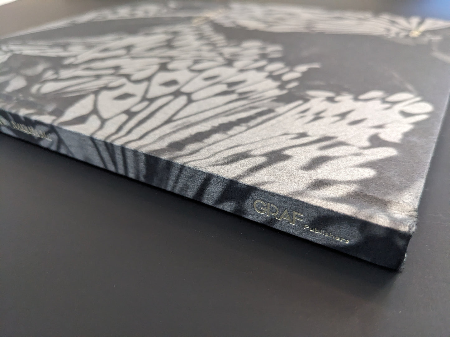 Book spine of Mai Nakama’s Wandering Dog, published by GRAF Publishers, close-up view.