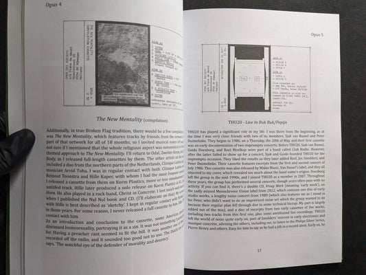Interior spread with The New Mentality compilation and a THU20 cassette release.