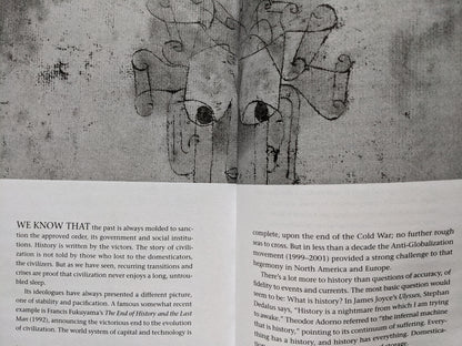 Spread from A People’s History of Civilization – Paul Klee's "Angelus Novus" and reflection on history and anti-globalization
