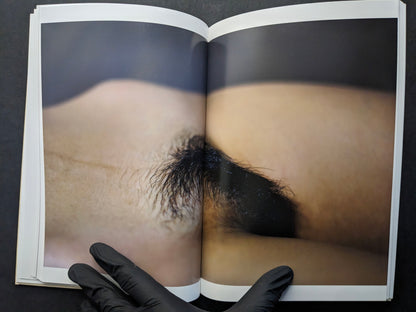 Interior spread with an abstracted close-up of a body in soft focus.