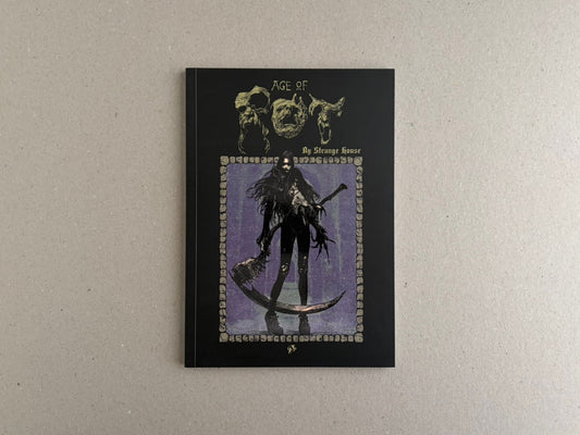 Age of Rot front cover on a black softcover, with the title at the top and a central figure framed in purple.