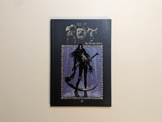 Front cover of Age of Rot by Strange House (Hollow Press), showing a lone figure framed by skull motifs.