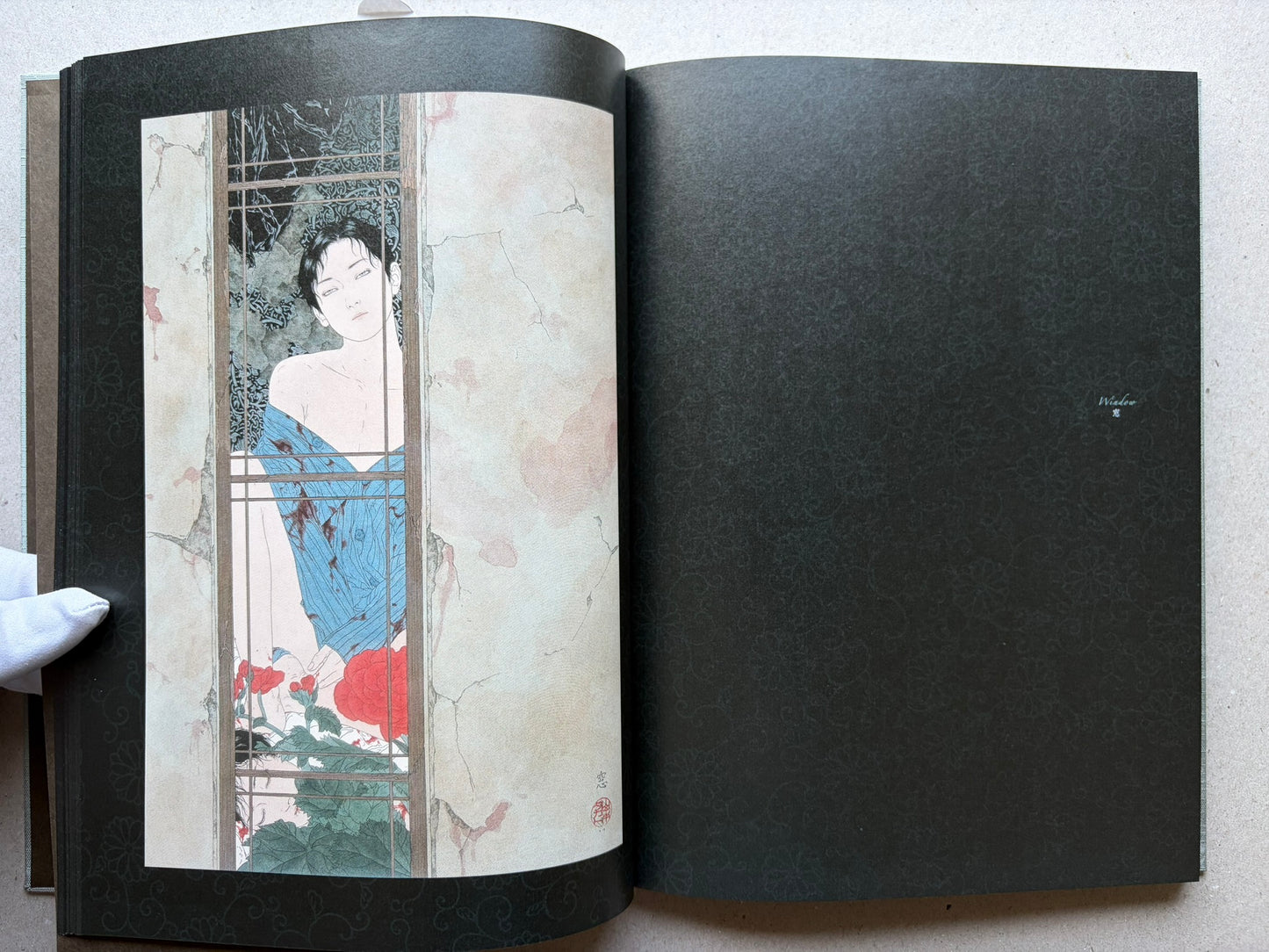 Allure of Pharmakon by Takato Yamamoto, black-and-white spread with doll-like figures