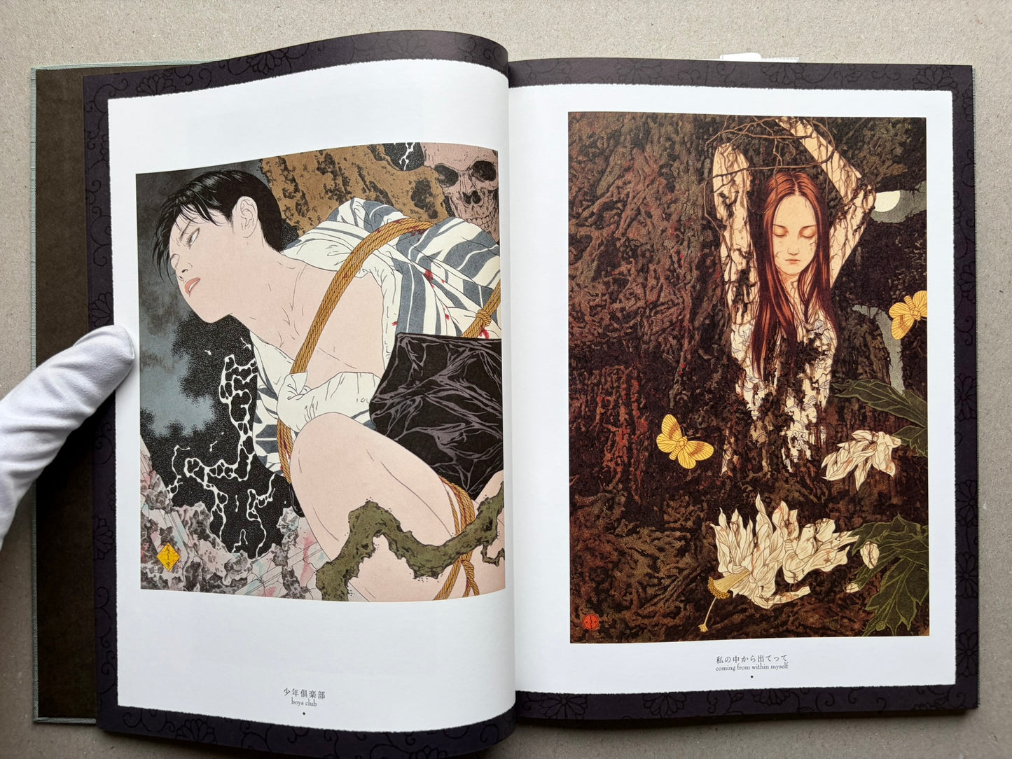 Altar of Narcissus by Takato Yamamoto, New Black Edition, two illustrated interior spreads