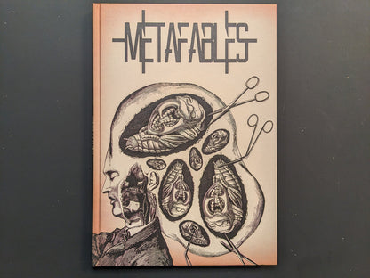 Metafables — front cover of Andrew Blucha’s hardcover art book with anatomical collage.