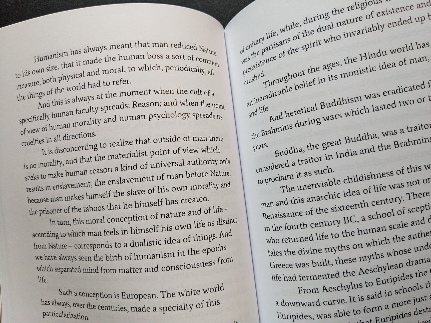 Essay page on humanism, materialism, and the loss of spiritual meaning through reason.