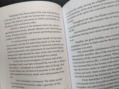 Essay page on humanism, materialism, and the loss of spiritual meaning through reason.