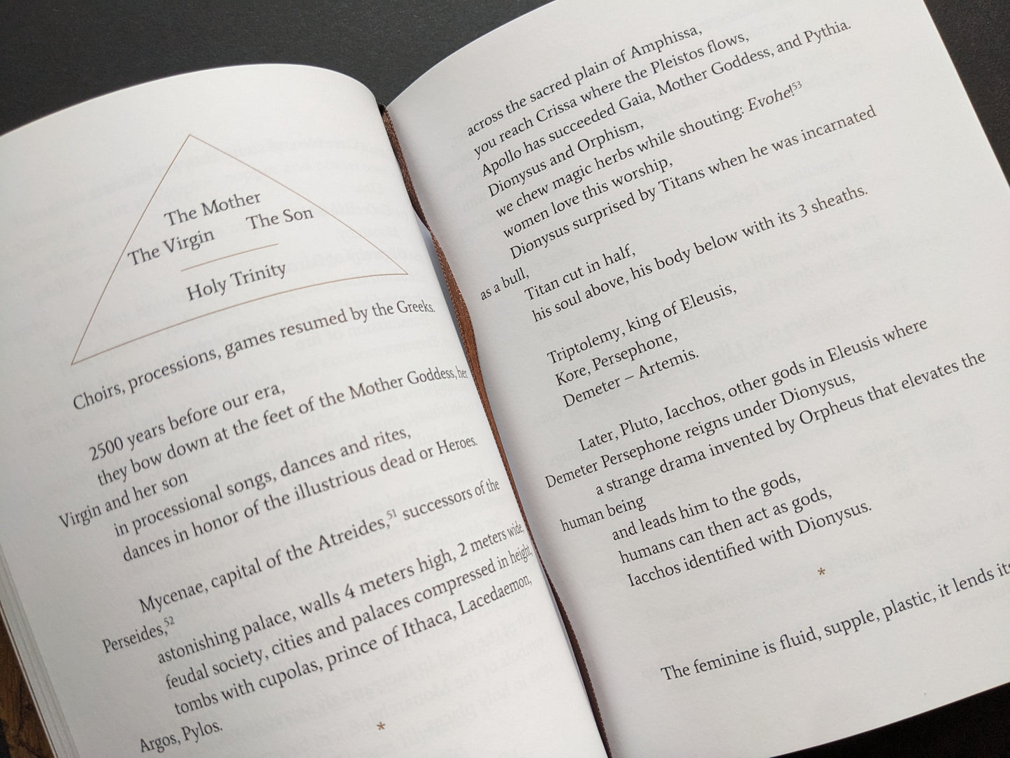Text spread on the Mother Goddess, the Holy Trinity, and Dionysian ritual in ancient Greek traditions.