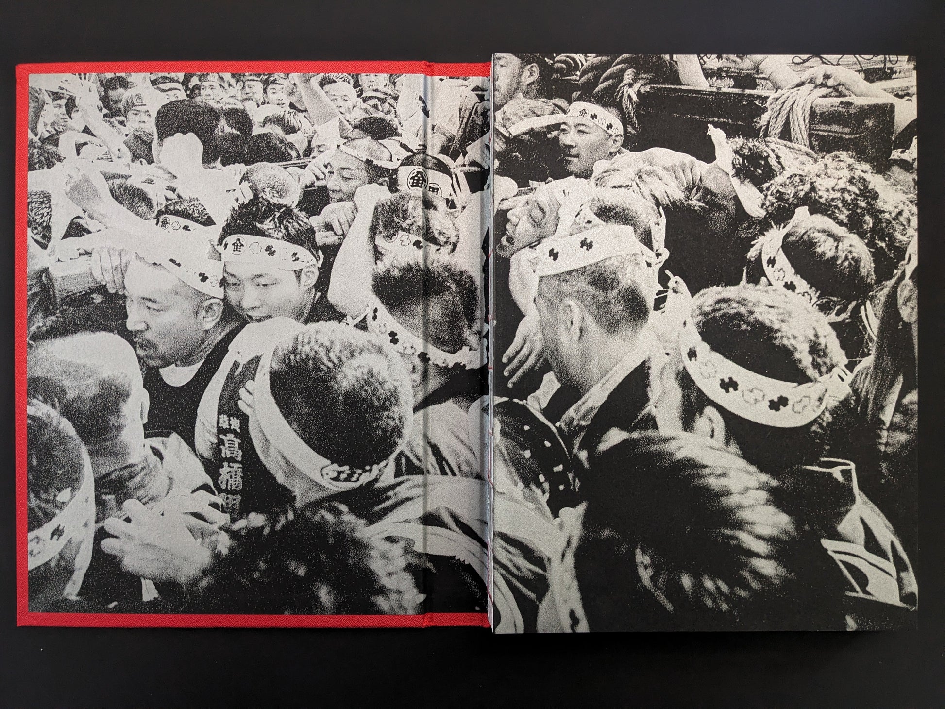 Black-and-white street scene during Sanja Matsuri