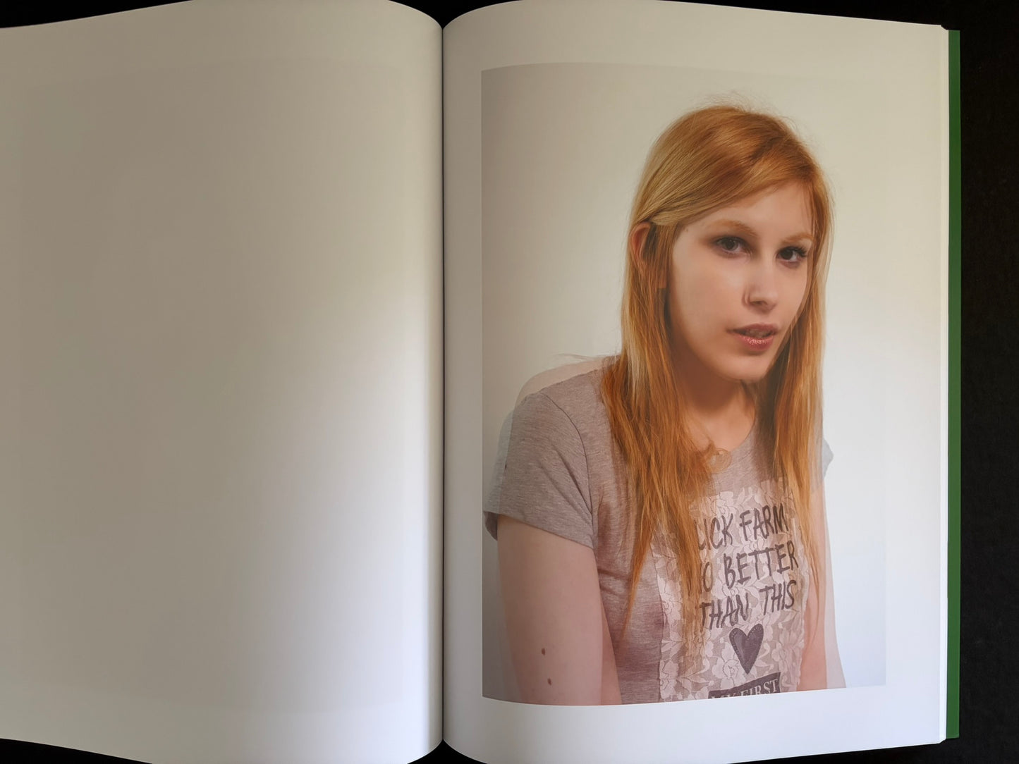 Open Baron Issue 7 by Richard Kern with a portrait in a pink top on the right-hand page