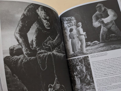 Interior page of 'Beasts and Beauties' showing rare stills from vintage ape horror films
