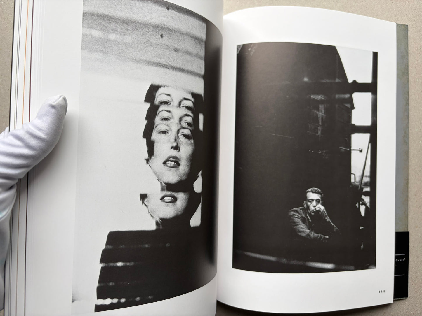 Black-and-white photo spread from Beksinski - The Collected Works I ver. 1.2, with a distorted face study and a seated man in a dark interior.