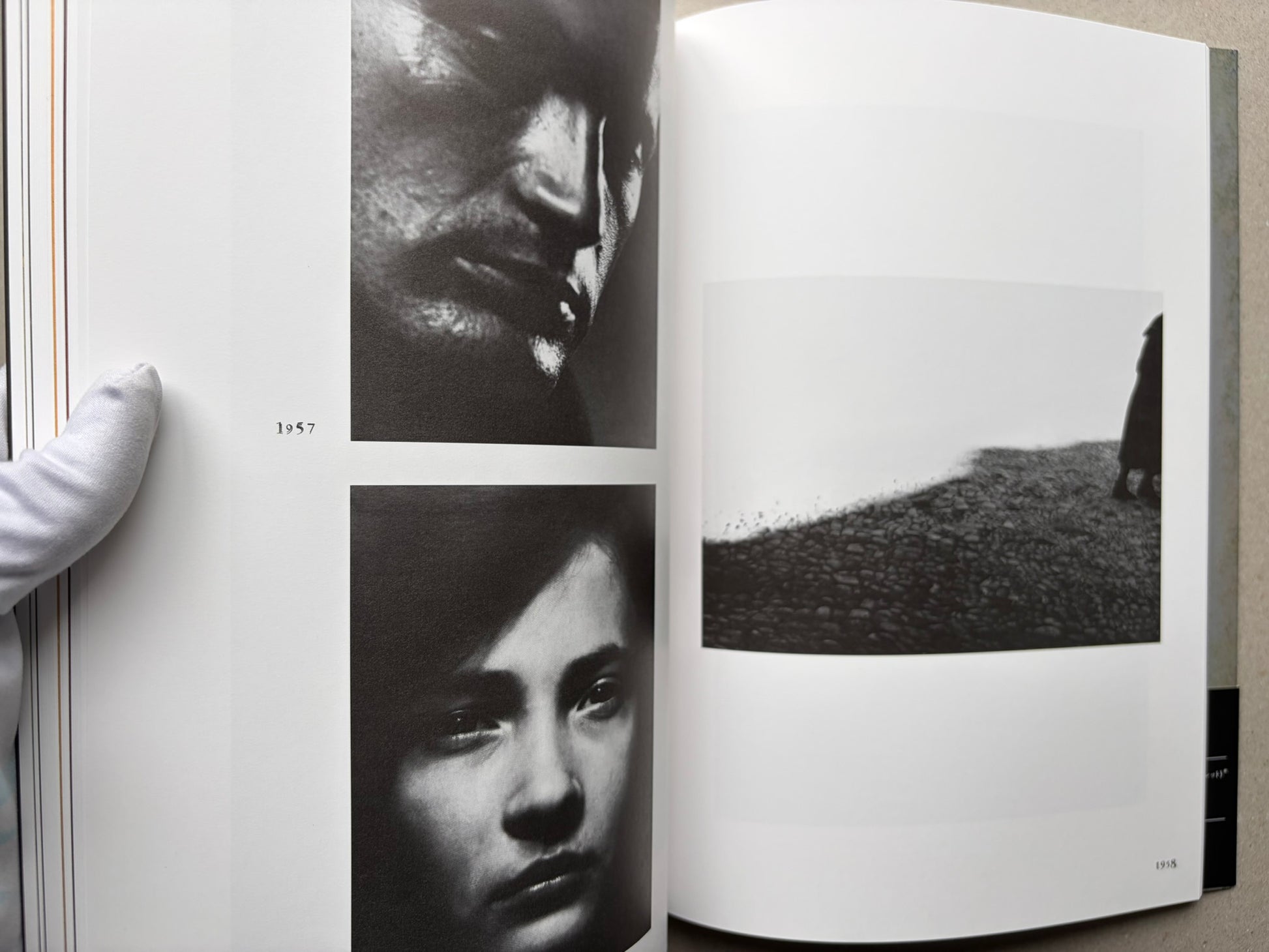 Black-and-white photo spread from Beksinski - The Collected Works I ver. 1.2, showing portrait and street photographs from the 1950s.