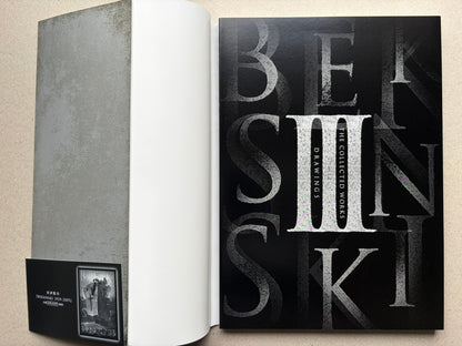 Open spread of Beksinski - The Collected Works III ver. 1.2, with the title page on the right and a small series panel on the left.
